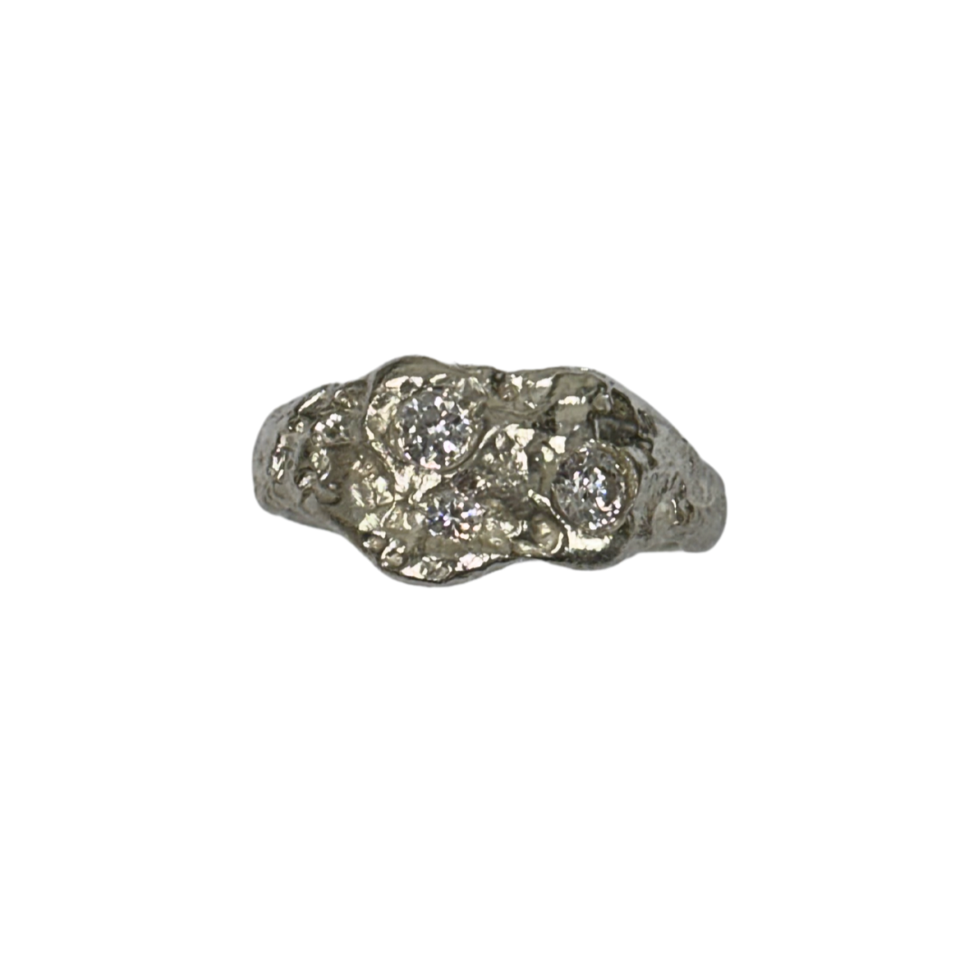 ANILLO TRIO PLATA PIEDRAS BLANCAS