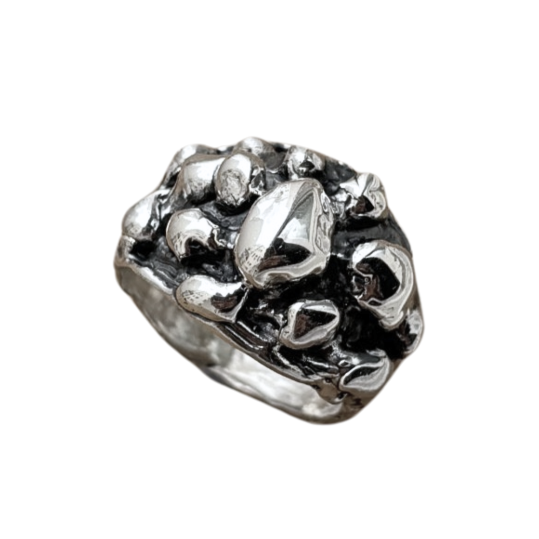 NATURAL SILVER AND OXIDIZED SILVER RING