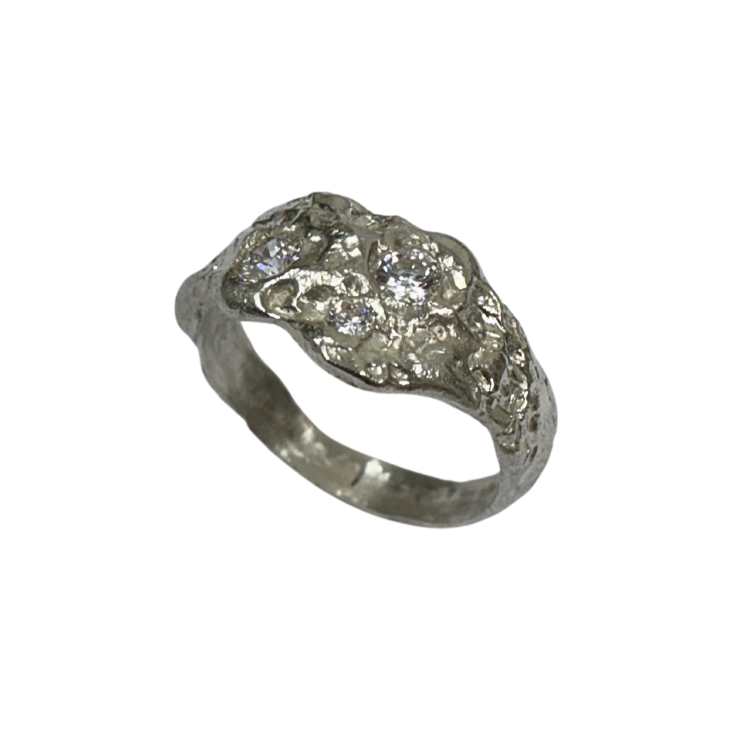 ANILLO TRIO PLATA PIEDRAS BLANCAS