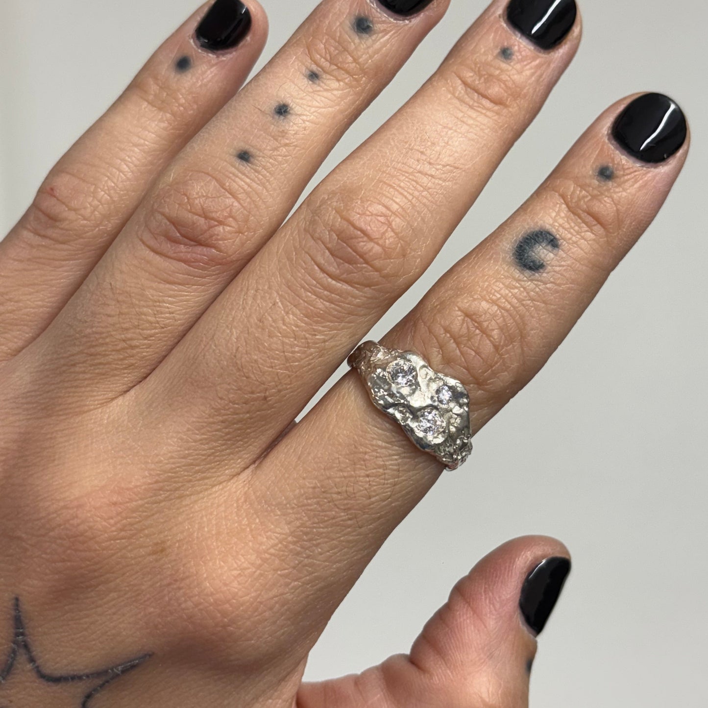 ANILLO TRIO PLATA PIEDRAS BLANCAS