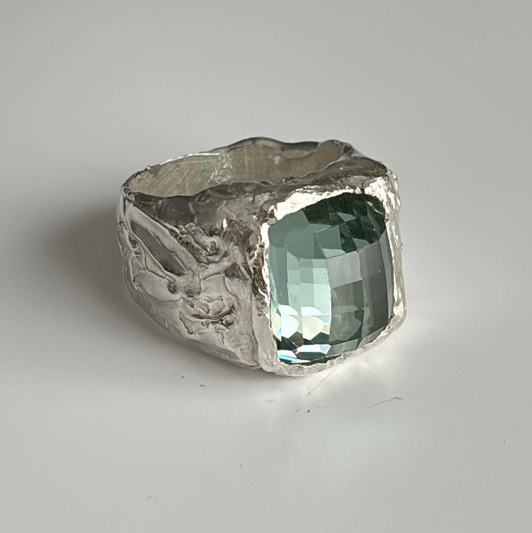 ANILLO PLATA Y CUARZO VERDE