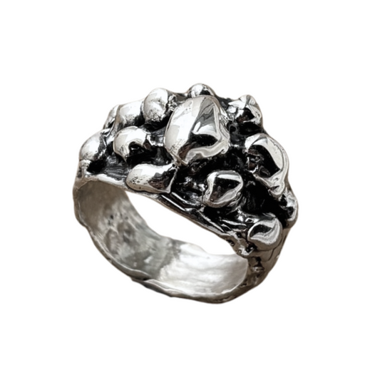 ANILLO PLATA NATURAL Y PLATA OXIDADA