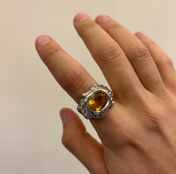 BUBBLE RING SILVER AND CITRINE