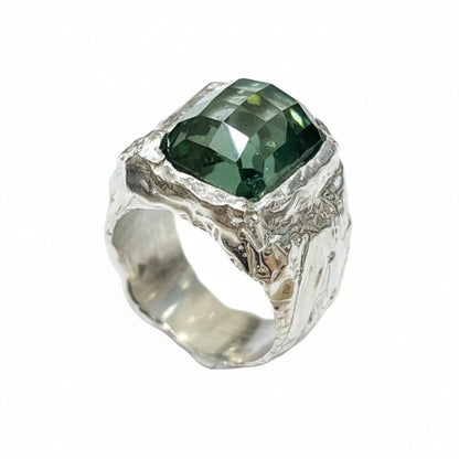 ANILLO PLATA Y CUARZO VERDE