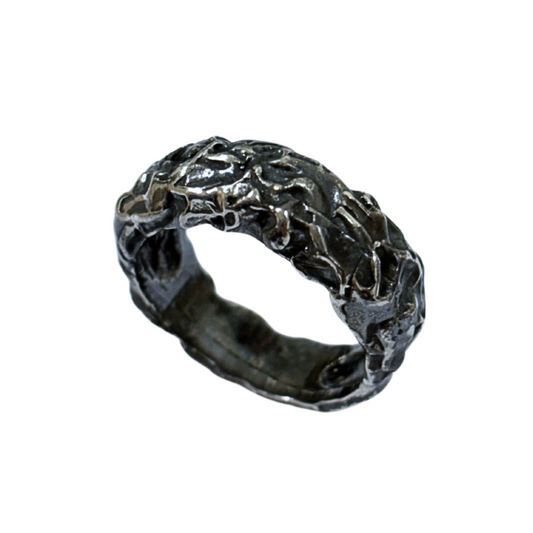 ANILLO CEREBRO PLATA OXIDADA