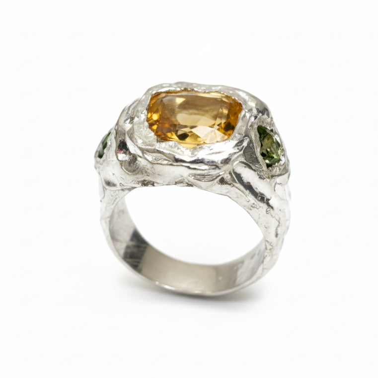 ANILLO LIMONERO PLATA Y CITRINO