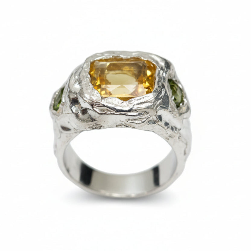 ANILLO LIMONERO PLATA Y CITRINO