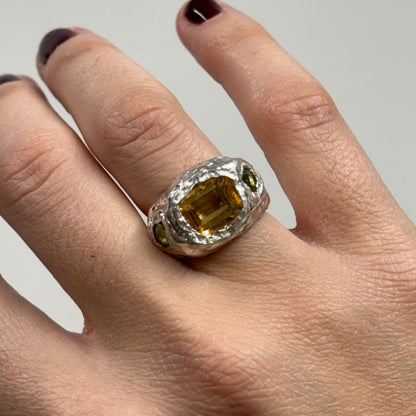 ANILLO LIMONERO PLATA Y CITRINO