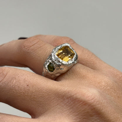 ANILLO LIMONERO PLATA Y CITRINO