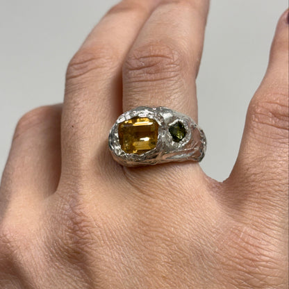 ANILLO LIMONERO PLATA Y CITRINO