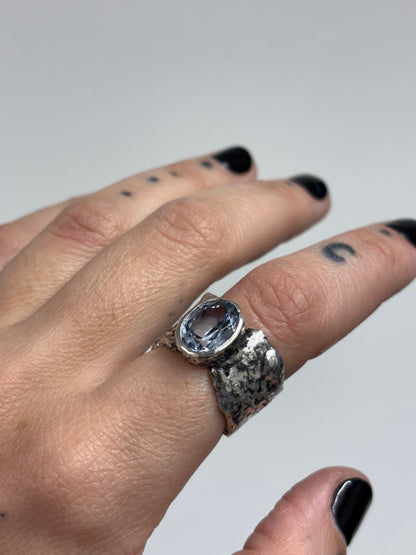 ANILLO PLATA Y TOPACIO