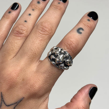 NATURAL SILVER AND OXIDIZED SILVER RING