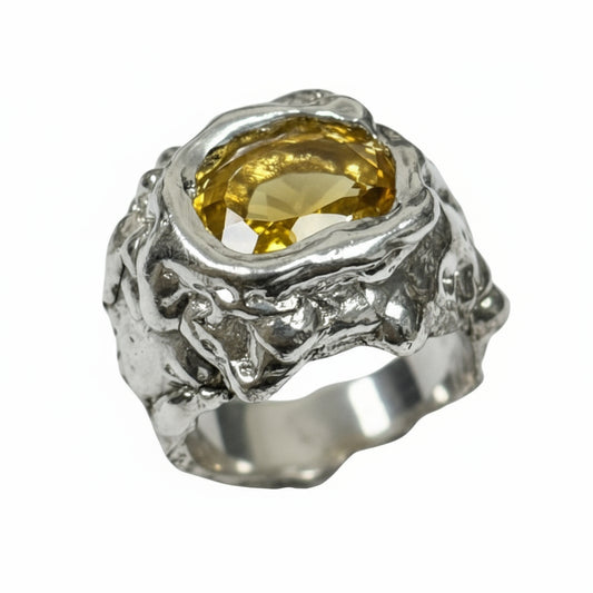 BUBBLE RING SILVER AND CITRINE
