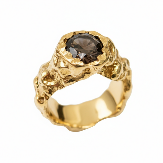 CROCO 18K GOLD SMOKY QUARTZ