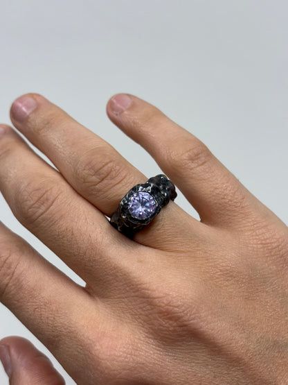 CROCO OXIDIZED SILVER LILAC STONE