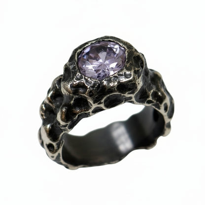 CROCO OXIDIZED SILVER LILAC STONE