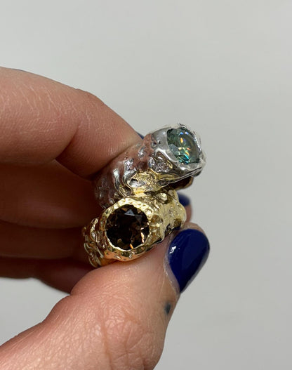 CROCO 18K GOLD SMOKY QUARTZ