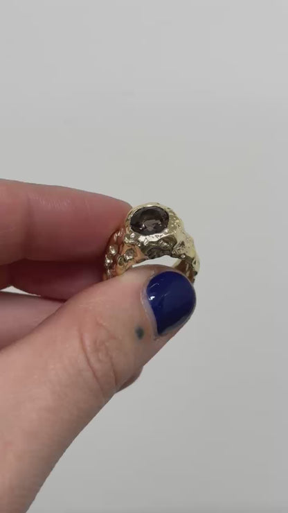 CROCO 18K GOLD SMOKY QUARTZ