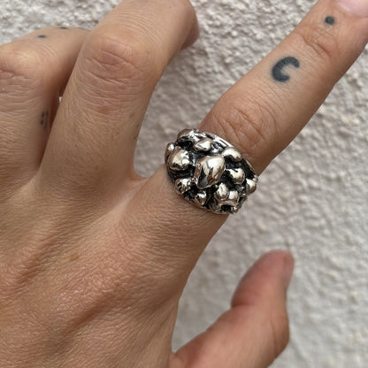 NATURAL SILVER AND OXIDIZED SILVER RING